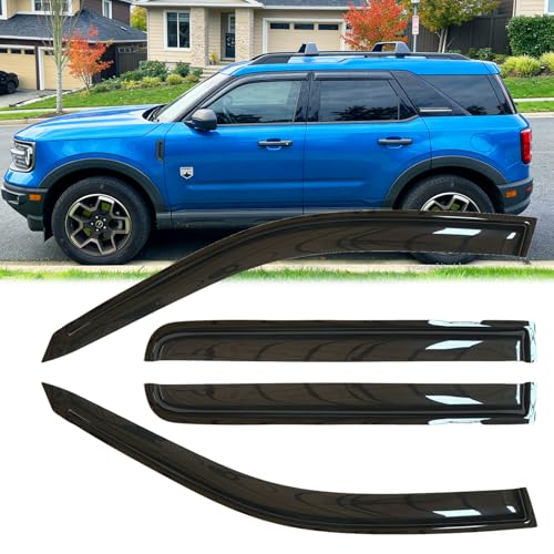 4pcs Original Shatterproof Rainproof Side Window Wind Deflectors for 2021-2025 Ford Bronco Sport,Outside Mount Rain Guards Sets,Nice Looking Window Visor for Cars,Vent Deflector for Bronco Sport 94713 - size: for 2021-2025 Ford Bronco Sport
