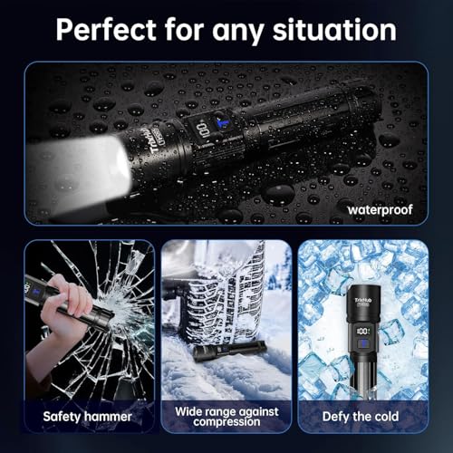 TrixHub Rechargeable Flashlights 2 Pack, Super Bright High Lumens Flash Light, 5 Modes Zoomable Linternas with LCD Digital Display, Powerful Handheld LED Flashlights for Home Emergencies Camping - size: 2pack