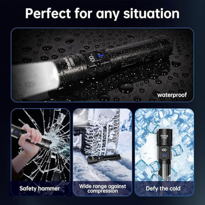 TrixHub Rechargeable Flashlights 2 Pack, Super Bright High Lumens Flash Light, 5 Modes Zoomable Linternas with LCD Digital Display, Powerful Handheld LED Flashlights for Home Emergencies Camping - size: 2pack