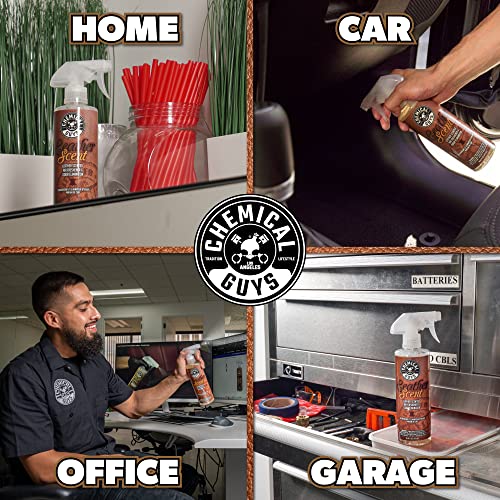 Chemical Guys Leather Scent Premium Air Freshener & Odor Eliminator – Car Air Freshener Leather Scent– Eliminates Odors and Refreshes Cars, Trucks, SUVs and RVs, 16 oz - size: 16 Fl Oz (Pack of 1), style: LEATHER 16 oz