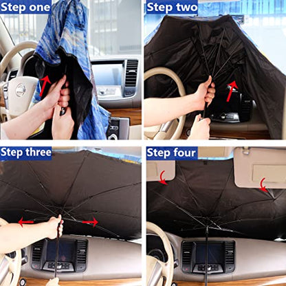 Windshield Sun Shade Umbrella for Car Foldable Umbrella Front Window Sunshade UV Block Windshield Shades for Sedan, SUV, Hatchbacks 57 * 31" (Abstract) - color: Abstract