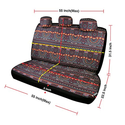 Baja Saddle Blanket Car Seat Covers 9PCS Full Set, Breathable and Washable Striped Woven Automotive Vehicle Seat Cover, Universal Boho Seat Cover for Sedan, SUV, Truck, Airbag Compatible - color: Red Baja, size: Full Set