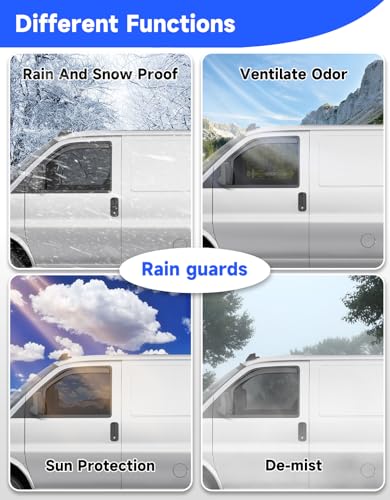 in-Channel Rain Guards Fit for Chevy Express Van 1996-2026 & GMC Savana 1996-2026, Window Rain Guards Visors Vent Visors Window Deflector Vent Shades Car Accessories -2 pcs - size: For Chevy Express Van/GMC Savana 1996-2026