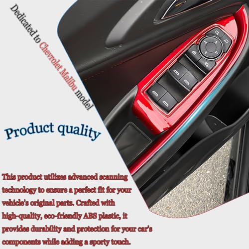 MUXEE Window Switch Panel Cover Trim for Chevrolet Malibu 2016-2024 Wine Red Window Control Button Trim Sport Interior Trim Full Set - color: Wine Red