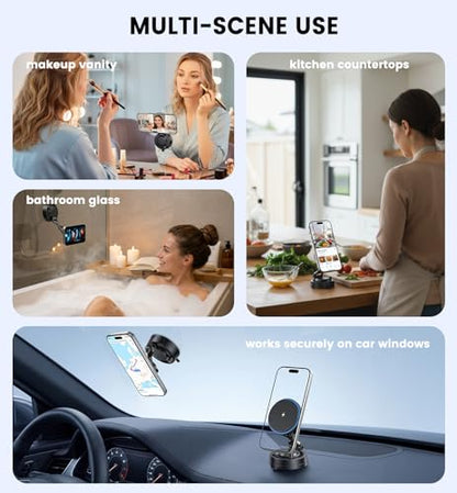 OANDYS for MagSafe Car Mount Charger 15W Fast Wireless Charging Magnetic Car Phone Holder, 82+LBS Strongest Suction, 3200gf Strongest Magnetic,360°Rotatable Stand for iPhone 17-12 Pro Max Plus Air