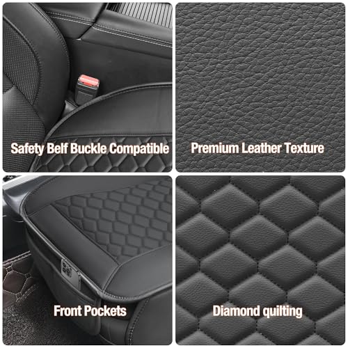 Elantrip Luxury Leather Car Seat Covers, Anti-Slip & Waterproof, Full Protection with Storage - Fits Most Cars, SUV, Trucks(Black, 2-Pack) - color: Black