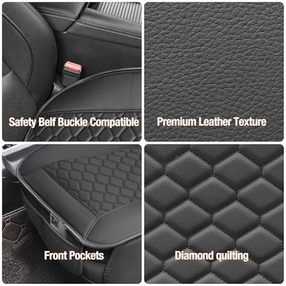 Elantrip Luxury Leather Car Seat Covers, Anti-Slip & Waterproof, Full Protection with Storage - Fits Most Cars, SUV, Trucks(Black, 2-Pack) - color: Black