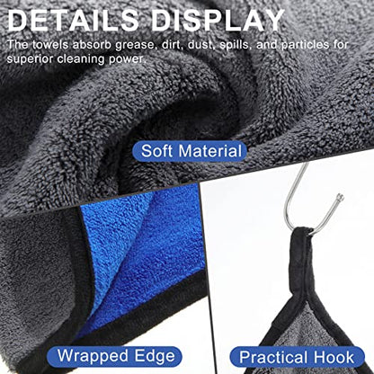 Nuenen 20 Pcs Microfiber Car Drying Towels Microfiber Cleaning Cloth 800 GSM Thick Plush Cleaning Dusting Cloth Auto Detailing Absorbent Towels Rags for Car Household Kitchen Window(Grey and Blue) - color: Grey and Blue