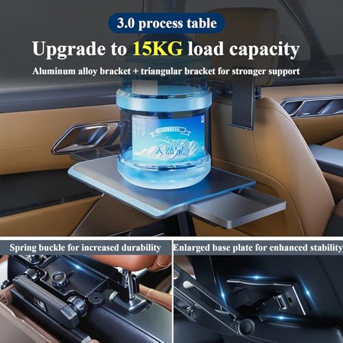 Multi-Functional Aluminum Alloy Car Seat Tray Table, with Tablet and Mobile Phone Holder, Portable Foldable Back Seat Laptop Desk, for Eating, Traveling,Working, Writing