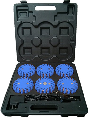 RPF16LM6 CASE OF 6 BLUE RECHARGEABLE 9-FUNCTIONS PORTABLE 16 LED POWER FLARE POWER-MARKERS ROADSIDE EMERGENCY MAGNETIC - color: BLUE