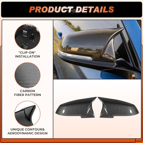 ACLONG Carbon Fiber Mirror Cover Caps Rearview Side Mirror Covers Compatible with BMW F20 F21 F22 F30 F31 F32 F36 F87 E84 GT 3GT X1 M2 M3-1Pair - size: Fit for BMW 3 Series GT 3GT F34 2013-2018