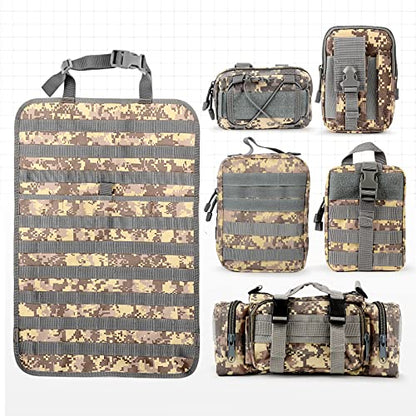 MAIKER Tactical Car Seat Back Organizer, Upgrade Tactical Vehicle Panel Organizer with 5 Detachable Molle Pouch, Universal fits for Most of Vehicle - color: Acu