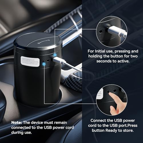 Touch-Free Car Trash Can with Motion Automatic Sensor Lid Plug-in, Car Trash Bin Garbage Can Leak-Proof with Storage Bags, Black