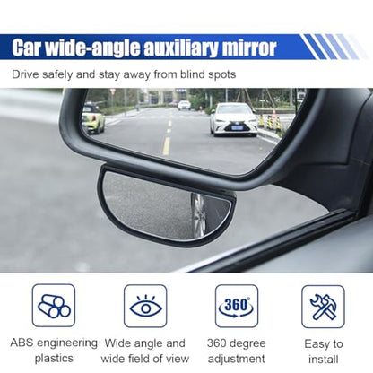 2PCS Blind Spot Mirror for Car, HD Glass Rear View Mirror, Adjustable Car Auxiliary Wide Angle Mirror, Auto Exterior Accessories Universal for Car Truck SUV (Black)