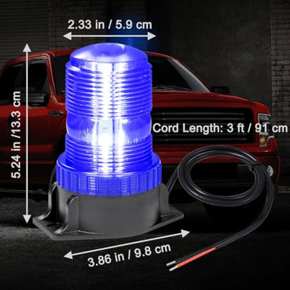 WOWTOU Rooftop Magnetic LED Blue Strobe Lights for Volunteer Firefighter Vehicles Police Cars POV Trucks Forklift, 12V 24V Safety Warning Flasher Emergency Flashing Beacon - color: Blue