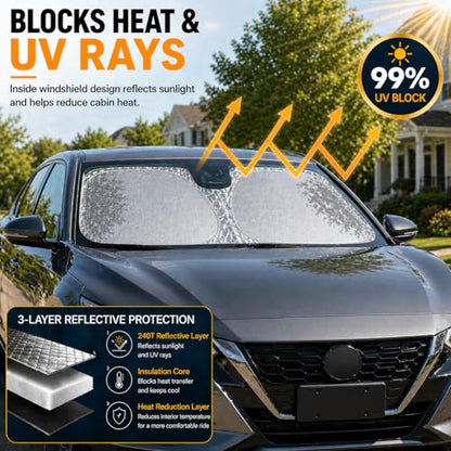 Sentra Versa Frontier Dedicated Windshield Sun Shade, Sunshade Windshield Visor for Nissan Sentra 2007-2025, Versa 2012-2025. - size: Nissan Sentra Versa Frontier
