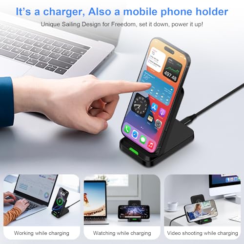 for Google Pixel Wireless Charging Stand for Pixel 10/10 Pro/10 Pro XL/9a/9 Pro/9 Pro XL/8/8 Pro/7/7 Pro/6/6 Pro/5, Android Wireless Phone Charger Fast Charging Station for Samsung S25 Ultra/S24 Plus - color: Black