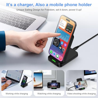 for Google Pixel Wireless Charging Stand for Pixel 10/10 Pro/10 Pro XL/9a/9 Pro/9 Pro XL/8/8 Pro/7/7 Pro/6/6 Pro/5, Android Wireless Phone Charger Fast Charging Station for Samsung S25 Ultra/S24 Plus - color: Black