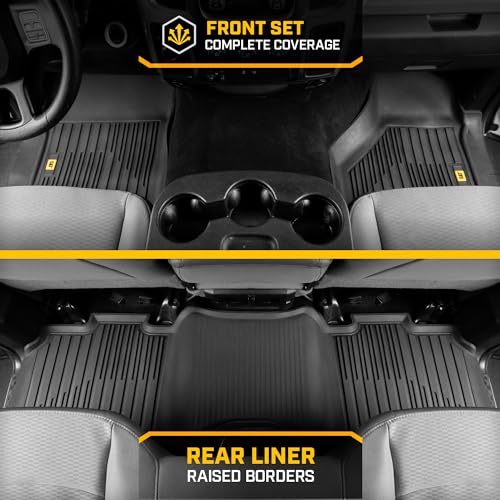 CAT® JustFit™ 3D Custom Fit Floor Mats for Dodge Ram 1500 Crew Cab 2009-2018, Dodge Ram 2500/3500 Crew Cab 2010-2018, Classic 2019-2024 - Heavy Duty Floor-Liner Protection Laser Measured - style: Dodge Ram 1500 Crew Cab (2009-2018)/ Dodge Ram 2500/3500 Cr