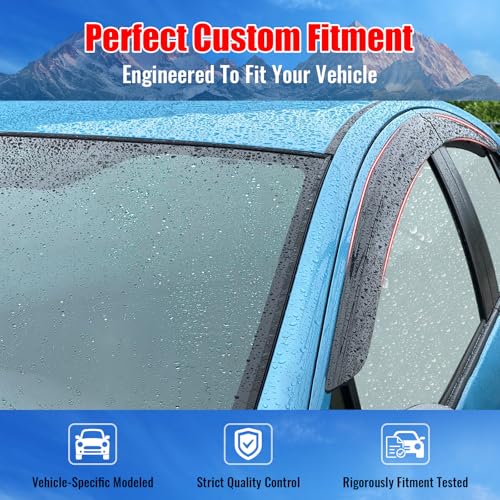 IKON MOTORSPORTS Tape on Low Profile Window Visors, Compatible with 2018-2024 Audi Q5 & SQ5 (Not Fit Sportback Models), Acrylic Smoke/Tinted Rain Guards, Side Window Wind Deflectors 4PCS