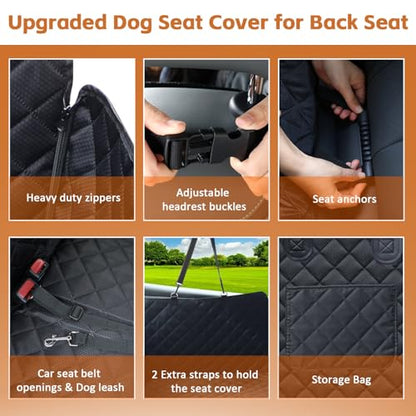 JSTHT Back Seat Extender for Dogs, Hard Bottom Dog Car Seat Cover for Back Seat Support 420lbs Waterproof Back Seat Pet Cover for Dogs Scratchproof Large Dog Hammock Bed for Cars SUV and Truck