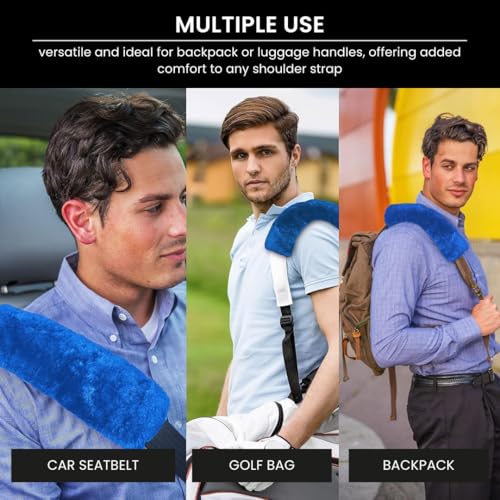 Andalus Genuine Sheepskin Car Seat Belt Cover Pad – Soft Fuzzy, Comfy Fluffy Seatbelt Covers, Shoulder Pad Neck Cushion Protector, Car Accessories for Woman, Man, Girl (Sky Blue, 2-Pack) - color: Sky Blue