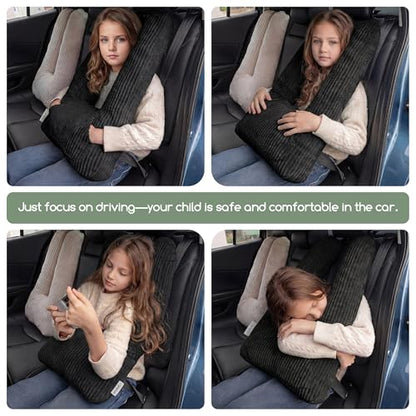 HIGOGOGO Washable Travel Pillow, Car Pillow for Kids & Adults, Travel Pillows with Removable Soft Cover and High-Support Foam, Fix Neck and Body Sitting/Sleeping on The Trip, Black - color: U-black