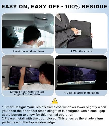 XCBYT Tesla Model Y Window Shades (2020–2026) - Static Cling Privacy Rear Side Window Covers, Clear Front Half Window Shades, Easy Install, No Residue (4 PCS) - size: Model Y(2020-2026 ) - 4pcs