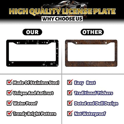 Cherry Blossoms License Plate Frame Beautiful Pink Flowers License Plate Holders Floral Stainless Steel Car Bracket 2 Holes with Screws Universal Auto Accessory License Plate Frames 6.2x12.2 Inch - color: Pink Cherry blossom Flowers Floral