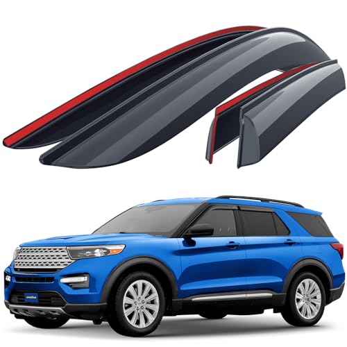 Goodyear Shatterproof Window Deflectors for Ford Explorer 2020-2026, Tape-on Rain Guards, Window Visors, Vent Deflector Visor,Car Accessories,4 pcs. - GY008763 - color: For Explorer 20-26