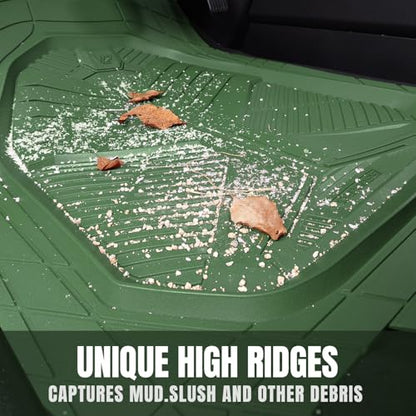 CAR PASS Heavy Duty Rubber Car Mats, Deepdish All Weather Floor Mats for Car Full Set, Universal Automotive Mats Trim to Fit for Sedans SUVs Trucks, Waterproof Anti-Slip Deep Tray 3 Pieces Olive Green - color: Olive Green