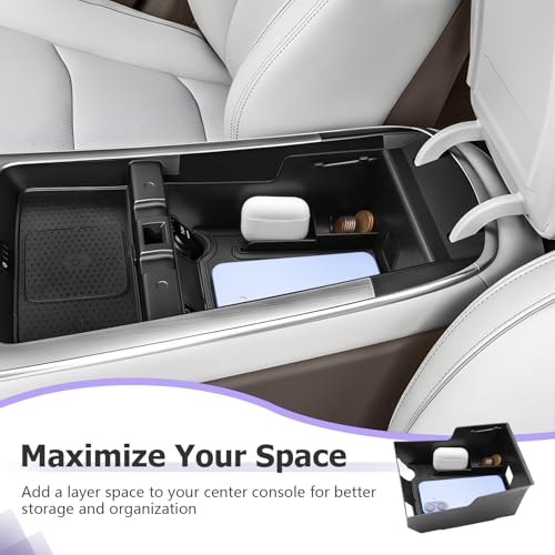 LUWU 2026 Genesis GV70 Center Console Organizer Compatible with Genesis GV70 2026 Accessories Armrest Console Storage Box Insert Tray Secondary Insert Tray ABS Material Coin Container Black - color: 2026 Genesis GV70