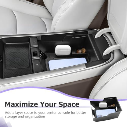 LUWU 2026 Genesis GV70 Center Console Organizer Compatible with Genesis GV70 2026 Accessories Armrest Console Storage Box Insert Tray Secondary Insert Tray ABS Material Coin Container Black - color: 2026 Genesis GV70