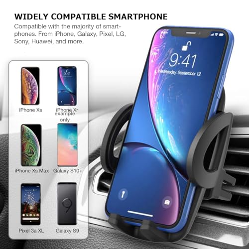 Air Vent Car Phone Holder, Automobile Cradle Mount Compatible with iPhone Galaxy Android, Pixel, LG and Other Smartphone - Black
