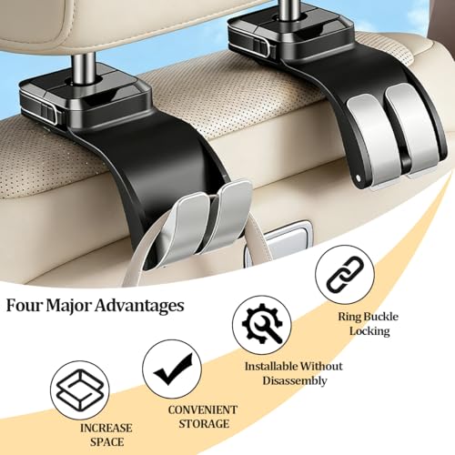 SWPHRT Car Seat Headrest Hook, Multifunctional Vehicle Backseat Storage Hanger for Purse Handbag Hat, Automotive Seat Back Bag Groceries Holder Hook, Universal for Truck SUV Sedan (Black) - color: Black