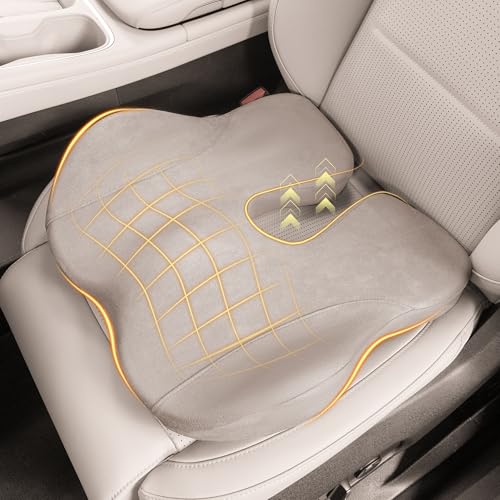 Car Seat Cushion, Comfort Memory Foam Car Cushions for Driving, Memory Foam Wedge Seat Cushion for Sciatica Pain Relief, Suitable for Car SUVs Office (Gray) - color: Gray