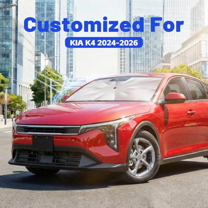Car Windshield Sun Shade for Kia K4 2024-2026 –[Reflective Coated Fabric] Sunshade Umbrella for Front Window, Car Shades Sun Visor Keep Car Cool and Protects Interior, 1:1 Exact Fit - size: For Kia K4 2024-2026