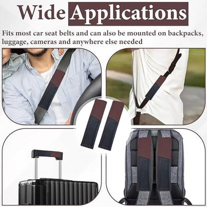 ecocstm 2 PCS Car Seat Belt Cover Pad, Carbon Fiber Safety Seatbelt Shoulder Strap Covers, Breathable Leather Soft Harness Pad, Interior Car Accessories, Universal for SUV, Truck, RV (Burgundy&Black - color: Red