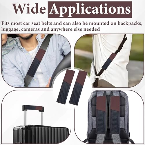 ecocstm 2 PCS Car Seat Belt Cover Pad, Carbon Fiber Safety Seatbelt Shoulder Strap Covers, Breathable Leather Soft Harness Pad, Interior Car Accessories, Universal for SUV, Truck, RV (Burgundy&Black - color: Red