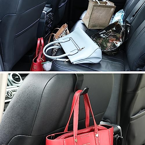 Car Seat Headrest Hooks, Car Organizer Hanger Storage Hooks for Handbags Purses Groceries Backpack Coat 4 Pack (Black) - color: Black