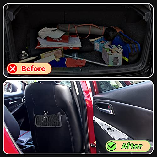 Frienda 4 Pcs Car Storage Net Bag, ABS Plastic Framed Mesh Net Holder, Phone & Cargo Organizer with Screws for Auto, Rv, Boat, Truck Pocket Storage (9 x 4 Inch) - size: 9 x 4 Inch
