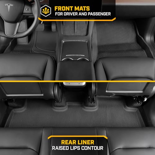 Cat® JustFit™ 3D Floor Mats for Tesla Model 3 2017–2024 Custom Fit Floor Mats Full Set, All Weather Waterproof TPE Car Mats, Heavy Duty Tesla Model 3 Accessories for Ultimate Interior Protection - style: Tesla Model 3 (2017-2024)