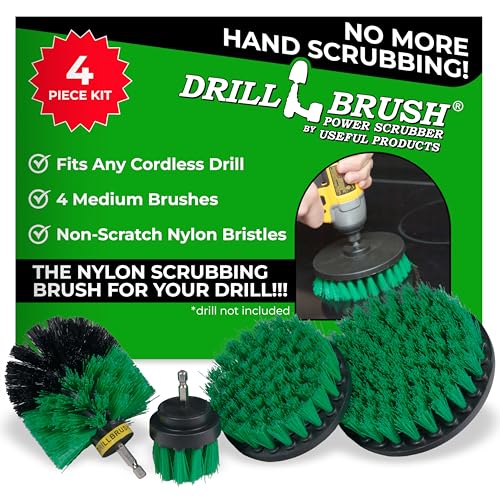 Kitchen Drill Brush Set - Drill Powered Cleaning Tools for Stainless Steel Sink, Copper Sink, Stove Top, Oven, Pots, Pans, & Cabinets - Pot Scrubber - Air Fryer Cleaning Brush Set- Stove Cleaner Kit - color: Green