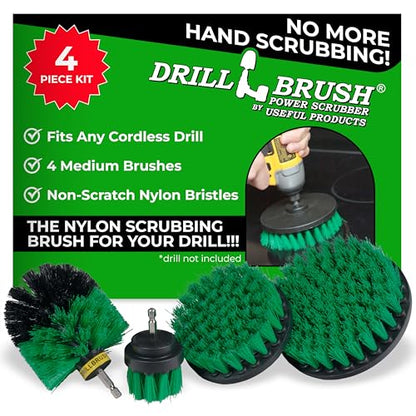 Kitchen Drill Brush Set - Drill Powered Cleaning Tools for Stainless Steel Sink, Copper Sink, Stove Top, Oven, Pots, Pans, & Cabinets - Pot Scrubber - Air Fryer Cleaning Brush Set- Stove Cleaner Kit - color: Green