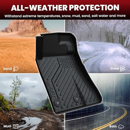 LASFIT Floor Mats and Cargo Mat for Ford Mustang 2024 2025 2026 (NOT fit w/o Subwoofer Box) All Weather Protector TPE Car Floor Liners, 1st & 2nd Row & Trunk Liner, 5pcs Black - style: 9) Mustang| 24-26 | Combo Set