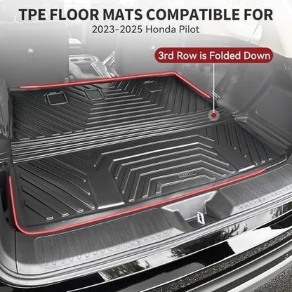 YITAMOTOR Cargo Trunk Liner Compatible with 2023-2025 Honda Pilot, Cargo Mat with Backrest Mat Behind 3rd Row Back Seat Protector, All Weather Custom Fit Black Cargo Mats - style: 2023-2025 Pilot CargoMats with Backrest Mat