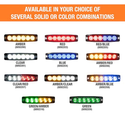 Buyers Products 8892210 5 Inch Amber and Green LED Strobe Light, Ultra‑Thin Surface Mount Warning Light, 6 LEDs, 23 Flash Patterns, Aluminum Housing, IPX8 Waterproof, for Trucks and Utility Vehicles - color: Amber/Green, size: 5"