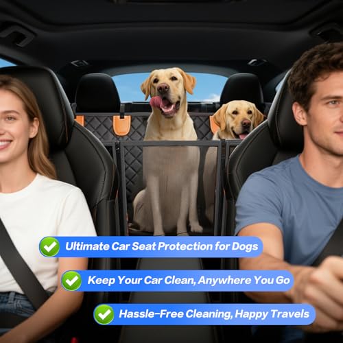 Back Seat Extender for Dogs,Hard Bottom Dog Car Seat Cover for Back Seat,Waterproof Dog Hammock with Door Protection, Anti-Scratch Pet Back Seat Cover for Car, SUV, Truck, Holds 420lbs, Black - size: Door Mounted