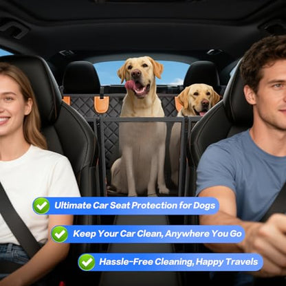Back Seat Extender for Dogs,Hard Bottom Dog Car Seat Cover for Back Seat,Waterproof Dog Hammock with Door Protection, Anti-Scratch Pet Back Seat Cover for Car, SUV, Truck, Holds 420lbs, Black - size: Door Mounted