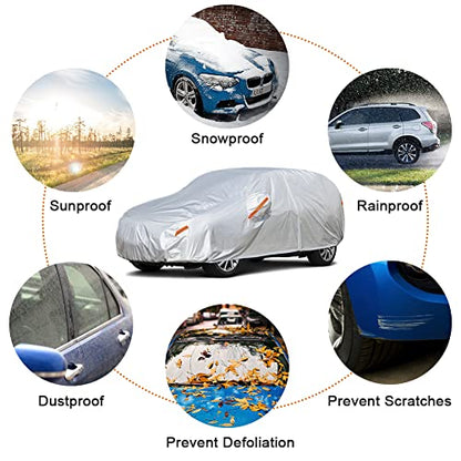 Kayme SUV Car Covers for Automobiles Waterproof All Weather Sun Uv Rain Protection with Zipper Mirror Pocket Fit Nissan Rogue, Volvo Xc60, Toyota Venza/Rav4, Porsche macan Etc (182 to 190 Inch) YL - size: C12 For SUV JEEP-Length ( 182-190 inch )